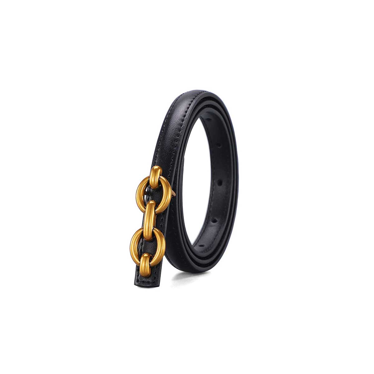 Double Buckle Thin Leather Belt black | MILK MONEY milkmoney.co | women's accessories. cute accessories. trendy accessories. cute accessories for girls. ladies accessories. women's fashion accessories.