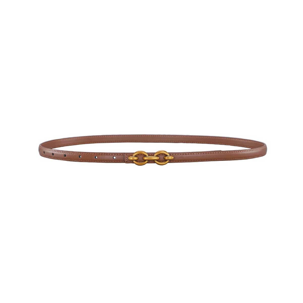 Double Buckle Thin Leather Belt brown | MILK MONEY milkmoney.co | women's accessories. cute accessories. trendy accessories. cute accessories for girls. ladies accessories. women's fashion accessories.