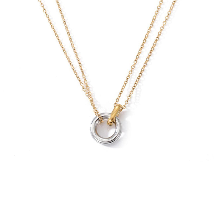 Double Circle Charm Necklace mixed front | MILK MONEY milkmoney.co | cute necklaces. pretty necklaces. trendy necklaces. cute simple necklaces. cute gold necklace. cute cheap necklaces. cute necklaces for women. trendy layered necklaces. casual necklace. cute trendy necklaces