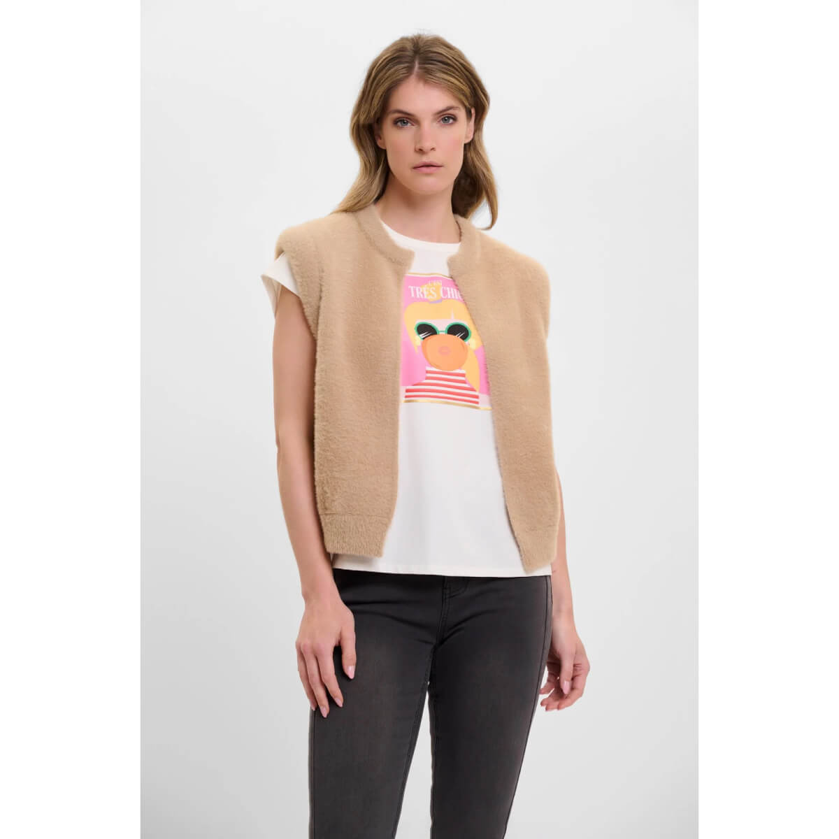 Elona Waistcoat Vest beige front | MILK MONEY milkmoney.co | cute jackets for women. cute coats. cool jackets for women. stylish jackets for women. trendy jackets for women. trendy womens coats.