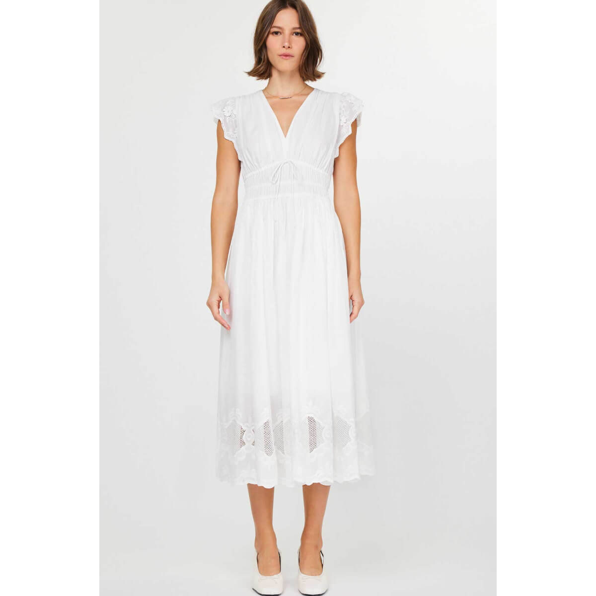 Embroidered Lace Midi Dress