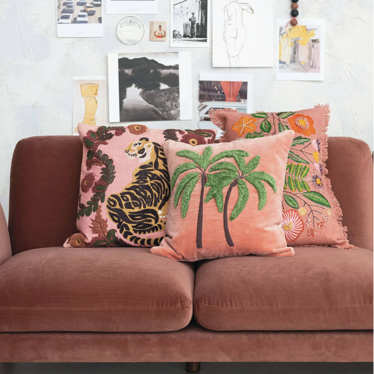 Embroidered Tiger & Flowers Square Pillow pink front | MILK MONEY milkmoney.co | Home decor online, Modern home decor, Luxury home furnishings, Best home decor, Home accessories for sale, Living room furniture sets, Kitchen decor ideas, Wall art for home, Bathroom accessories, Vintage home decor, Minimalist home decor