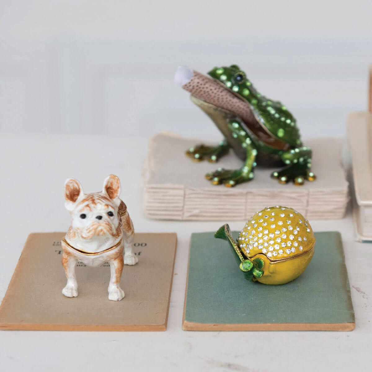 Enameled Metal French Bulldog Shaped Trinket Box