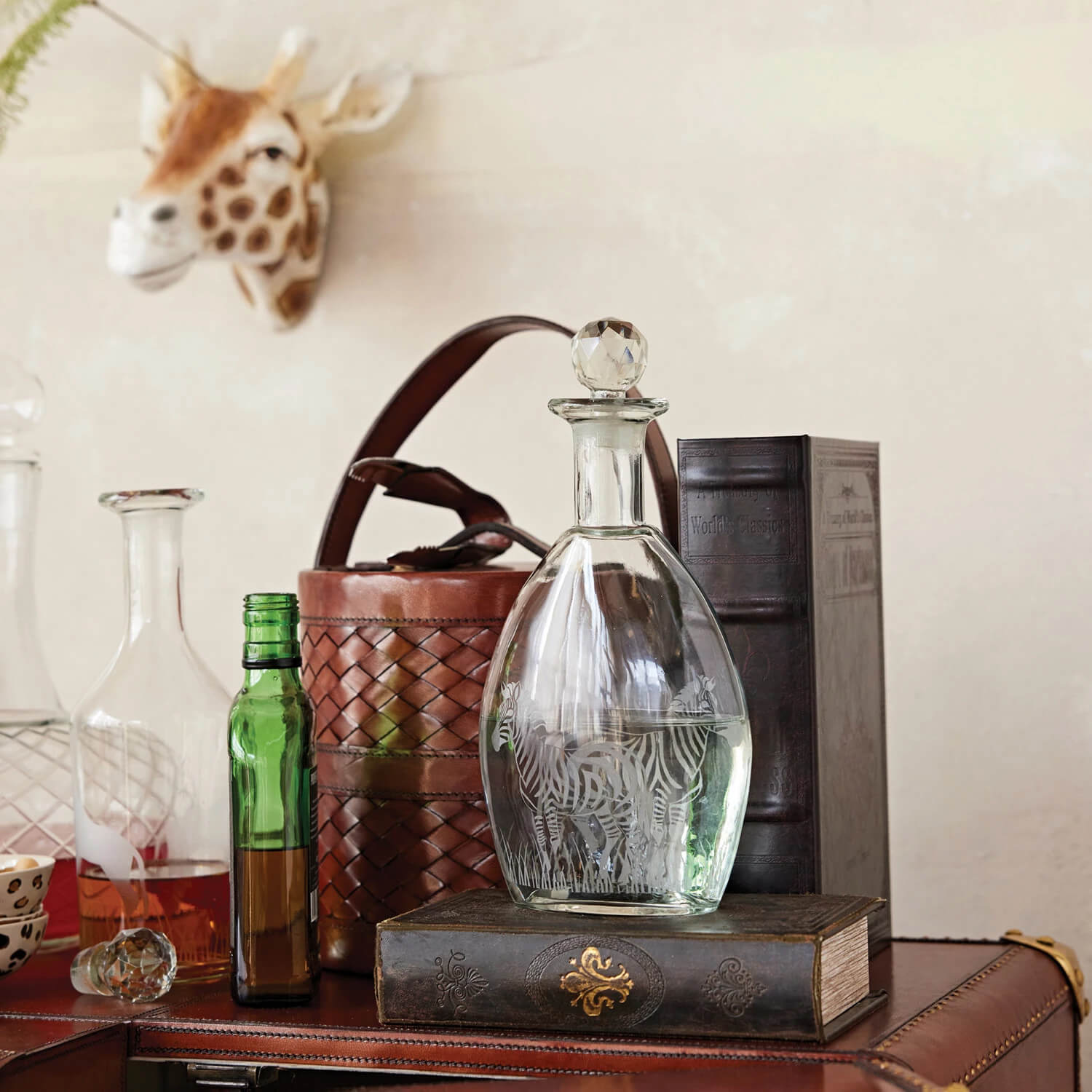 Etched Zebras Glass Decanter front | MILK MONEY milkmoney.co | Home decor online, Modern home decor, Luxury home furnishings, Best home decor, Home accessories for sale, Living room furniture sets, Kitchen decor ideas, Wall art for home, Bathroom accessories, Vintage home decor, Minimalist home decor
