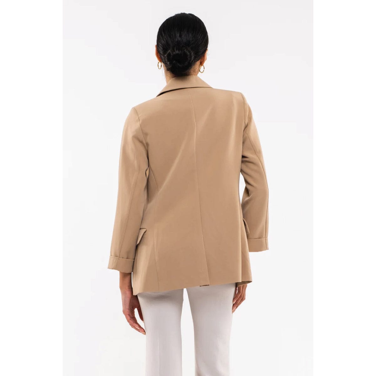 Everyday Double Breasted Blazer khaki back | MILK MONEY milkmoney.co | cute jackets for women. cute coats. cool jackets for women. stylish jackets for women. trendy jackets for women. trendy womens coats.