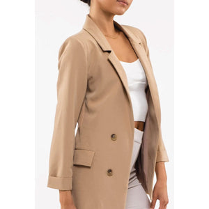 Everyday Double Breasted Blazer khaki side detail | MILK MONEY milkmoney.co | cute jackets for women. cute coats. cool jackets for women. stylish jackets for women. trendy jackets for women. trendy womens coats.