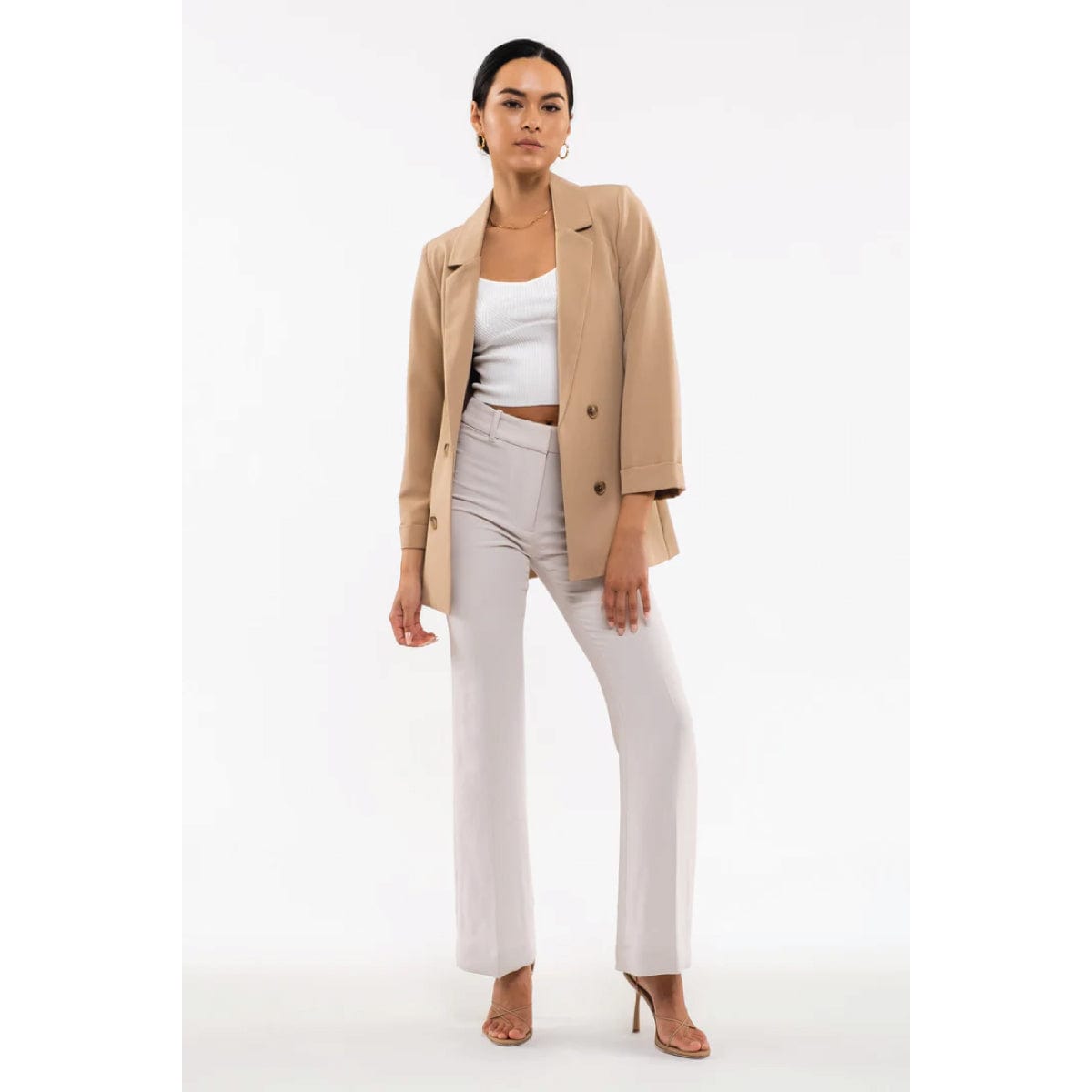 Everyday Double Breasted Blazer khaki front | MILK MONEY milkmoney.co | cute jackets for women. cute coats. cool jackets for women. stylish jackets for women. trendy jackets for women. trendy womens coats.