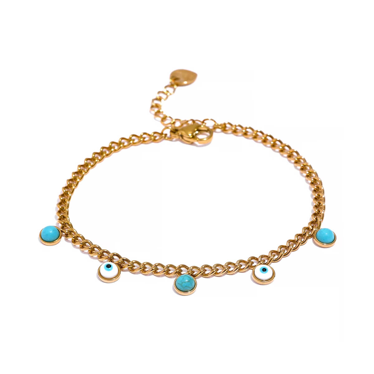 Evil Eye Charm Chain Bracelet gold front | MILK MONEY milkmoney.co | cute bracelets. cool bracelets. beach bracelets. bracelet packs. cute cheap bracelets. cute simple bracelets. cute bracelets with beads. cute women's bracelets.