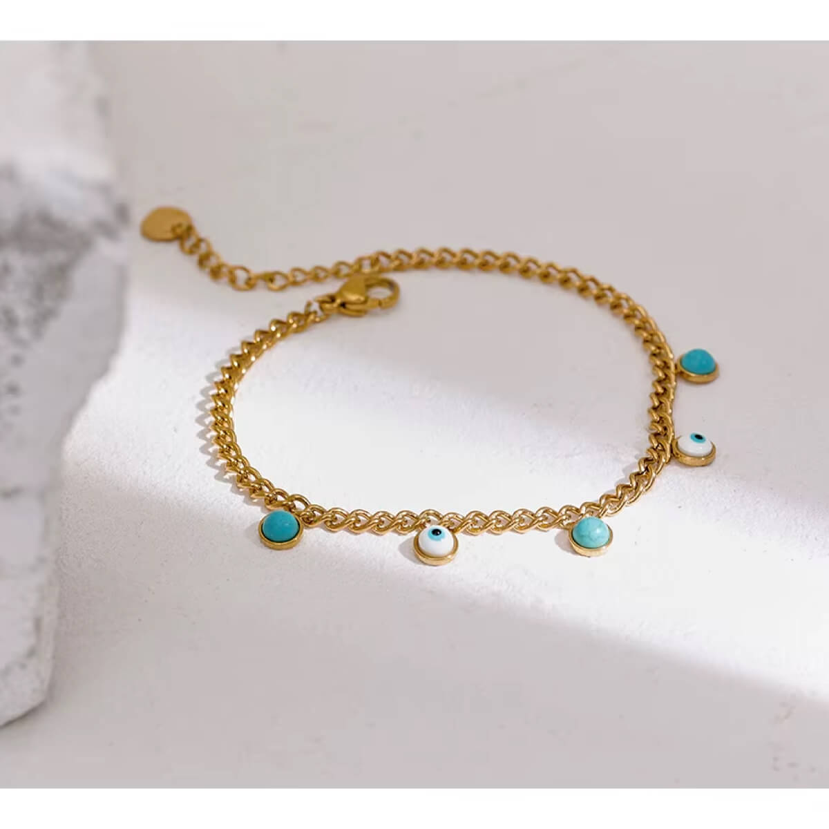 Evil Eye Charm Chain Bracelet gold front | MILK MONEY milkmoney.co | cute bracelets. cool bracelets. beach bracelets. bracelet packs. cute cheap bracelets. cute simple bracelets. cute bracelets with beads. cute women's bracelets.