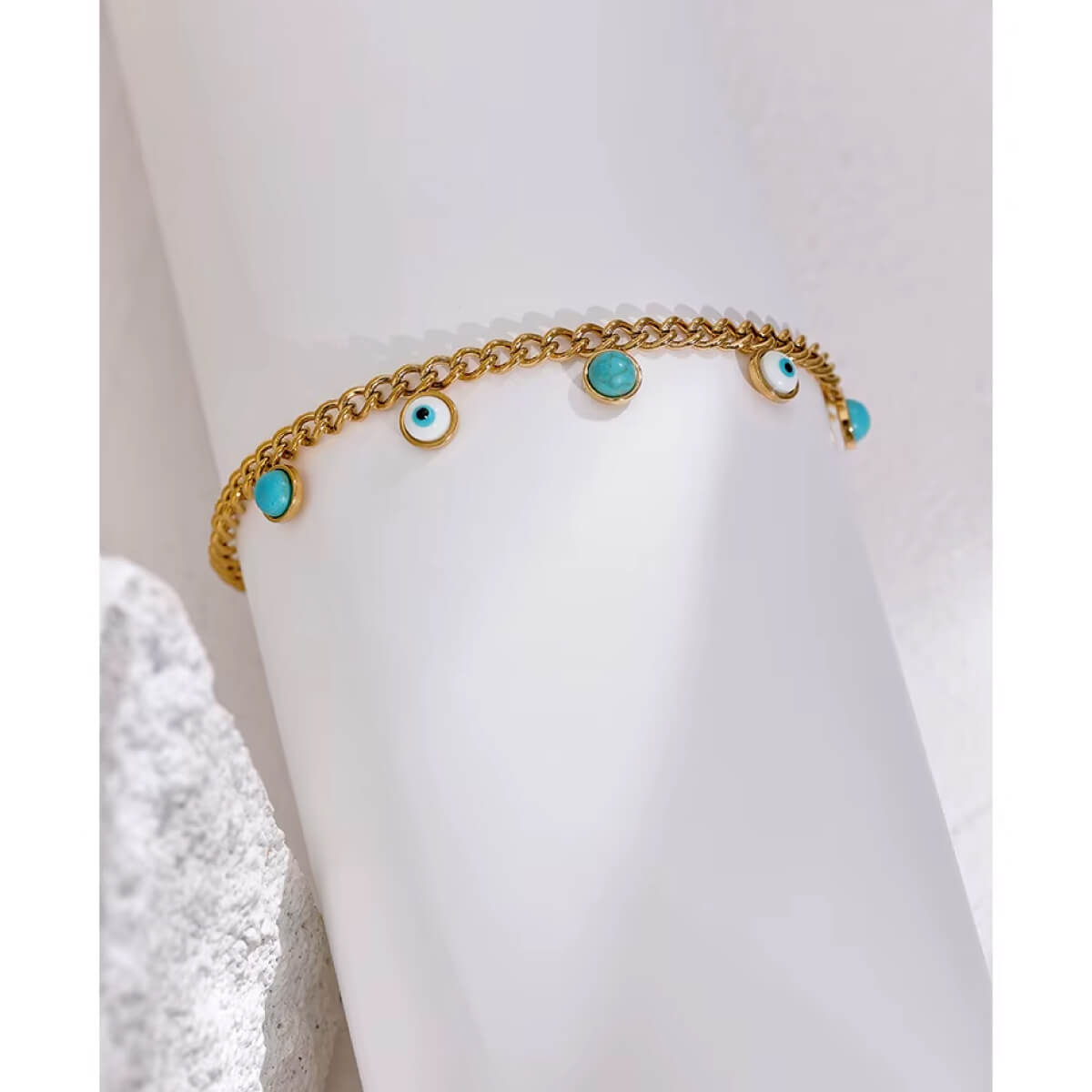 Evil Eye Charm Chain Bracelet gold front | MILK MONEY milkmoney.co | cute bracelets. cool bracelets. beach bracelets. bracelet packs. cute cheap bracelets. cute simple bracelets. cute bracelets with beads. cute women's bracelets.