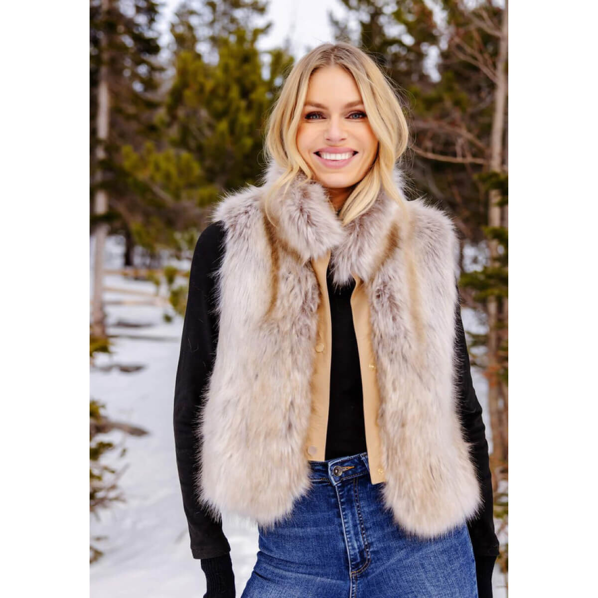 Faux Fox Fur Foxy Crop Vest front | MILK MONEY milkmoney.co | cute jackets for women. cute coats. cool jackets for women. stylish jackets for women. trendy jackets for women. trendy womens coats.