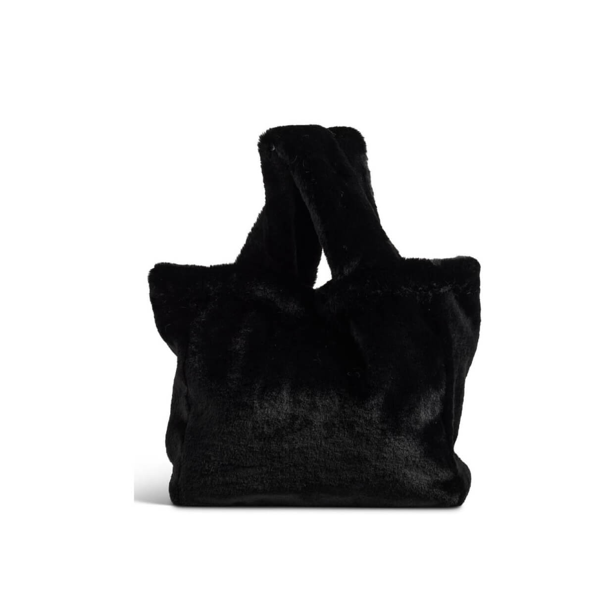Faux Fur Le Mink Tote black front | MILK MONEY milkmoney.co | women's accessories. cute accessories. trendy accessories. cute accessories for girls. ladies accessories. women's fashion accessories.