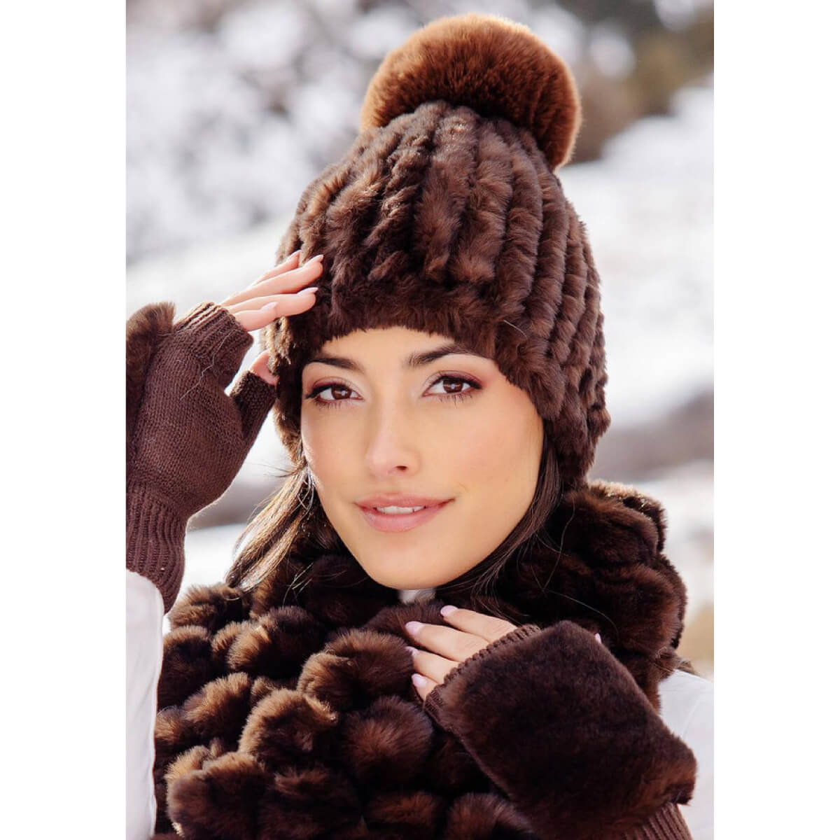 Faux Fur Poppy Pom Beanie Hat