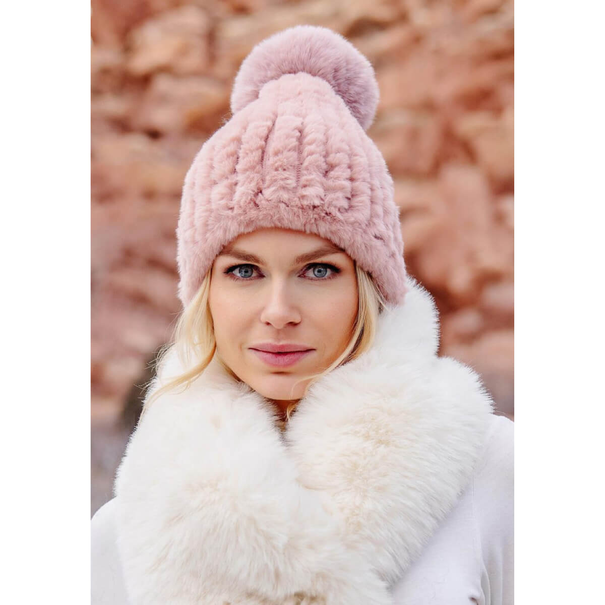 Faux Fur Poppy Pom Beanie Hat