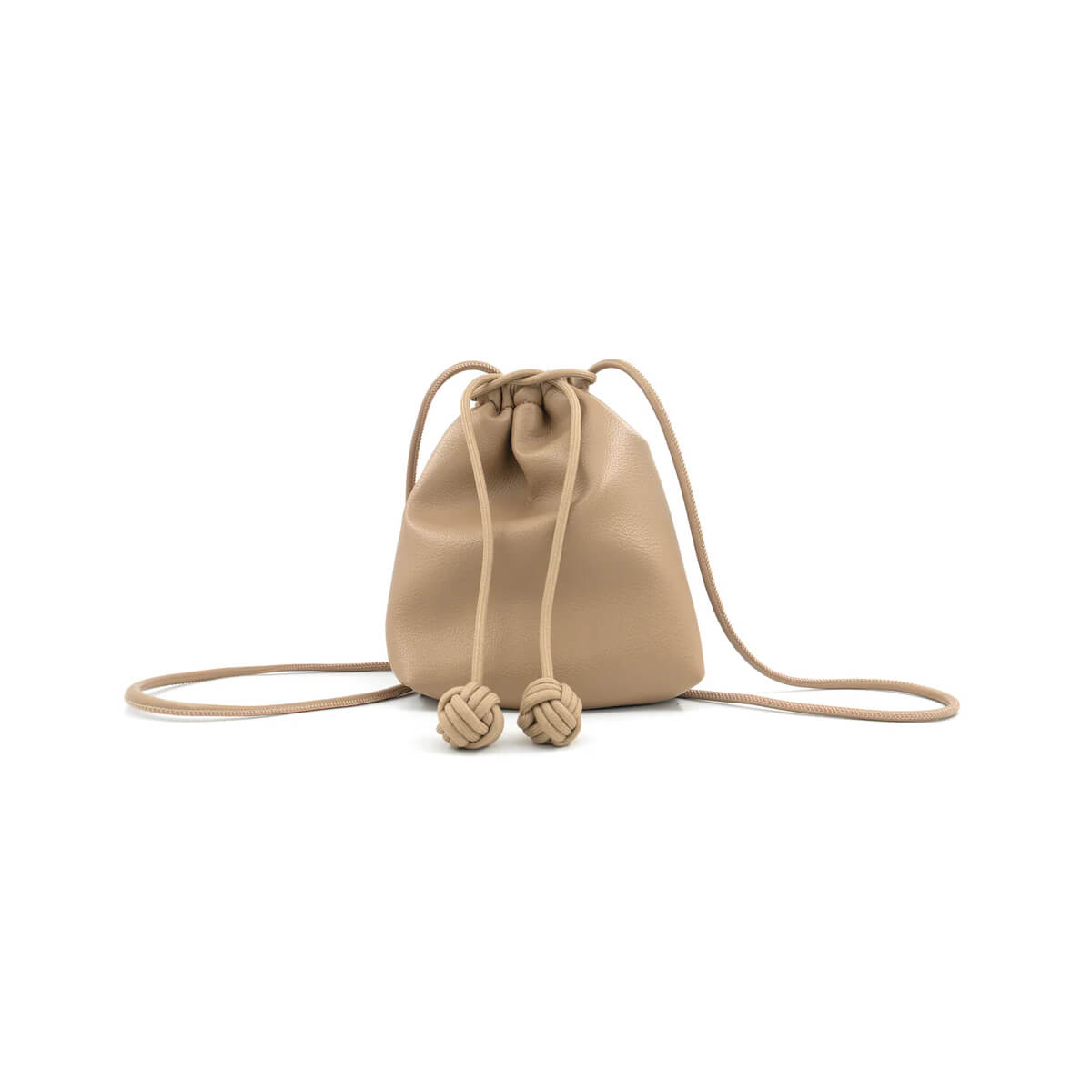 Faux Leather Cinch Mini Bag beige front | MILK MONEY milkmoney.co | women's accessories. cute accessories. trendy accessories. cute accessories for girls. ladies accessories. women's fashion accessories.