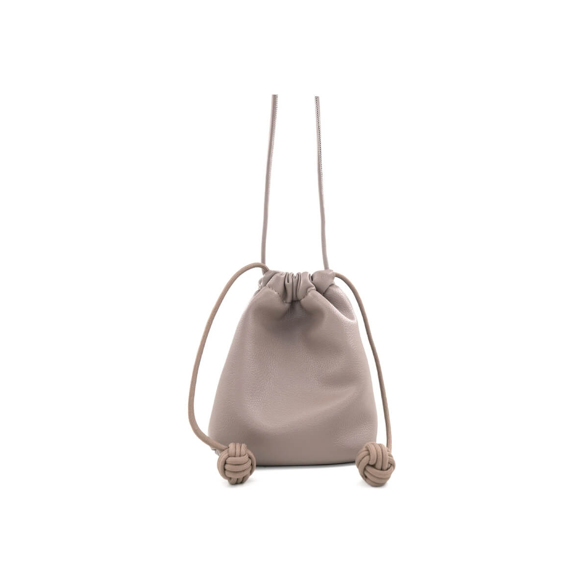 Faux Leather Cinch Mini Bag taupe front | MILK MONEY milkmoney.co | women's accessories. cute accessories. trendy accessories. cute accessories for girls. ladies accessories. women's fashion accessories.