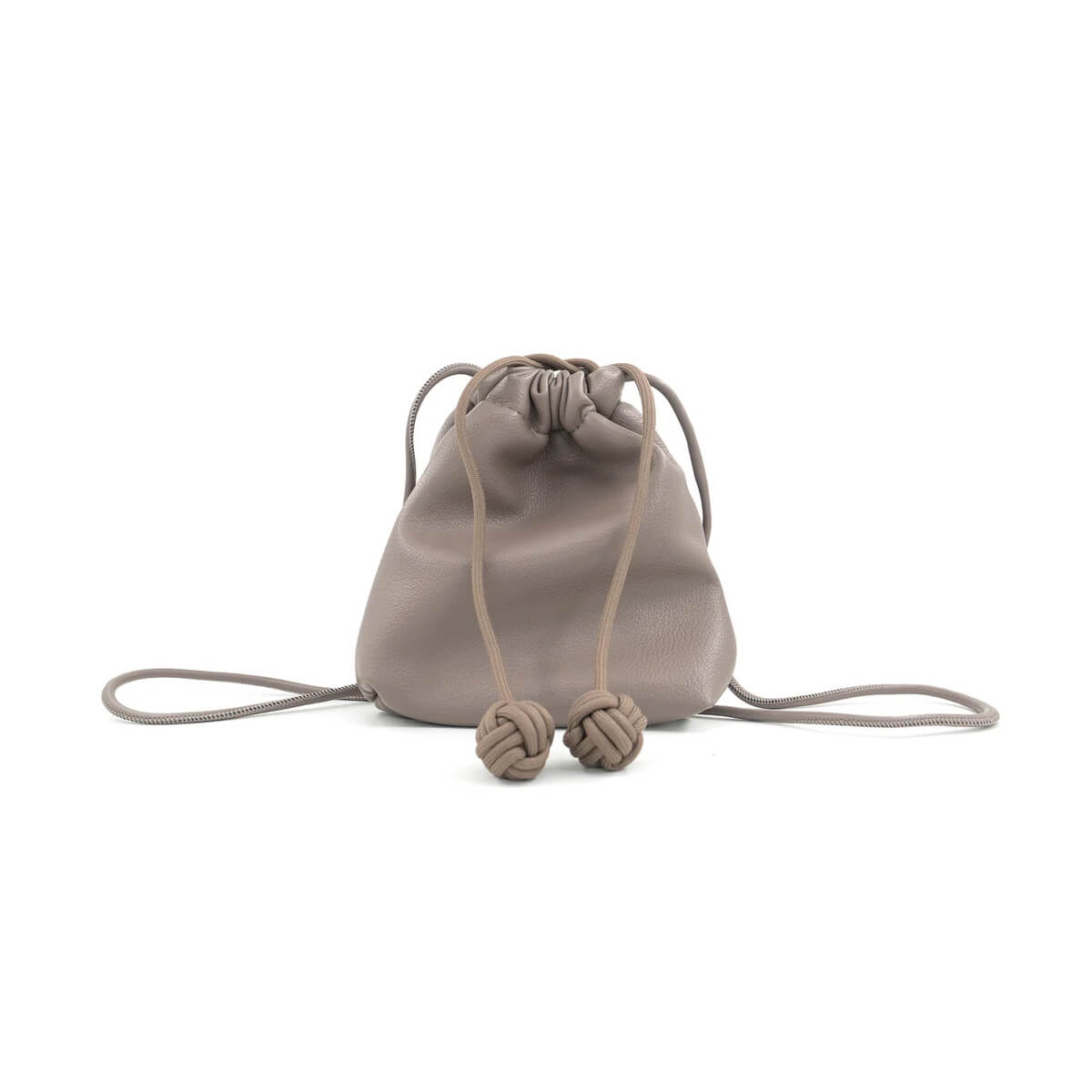 Faux Leather Cinch Mini Bag taupe front | MILK MONEY milkmoney.co | women's accessories. cute accessories. trendy accessories. cute accessories for girls. ladies accessories. women's fashion accessories.