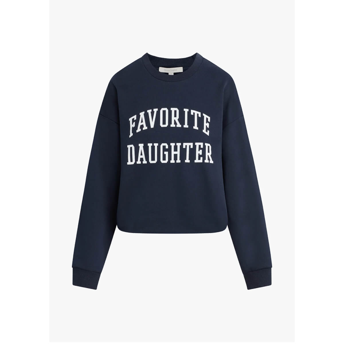 Favorite Daughter Cropped Collegiate Sweatshirt navy front | MILK MONEY milkmoney.co | cute clothes for women. womens online clothing. trendy online clothing stores. womens casual clothing online. trendy clothes online. trendy women's clothing online. ladies online clothing stores. trendy women's clothing stores. cute female clothes.