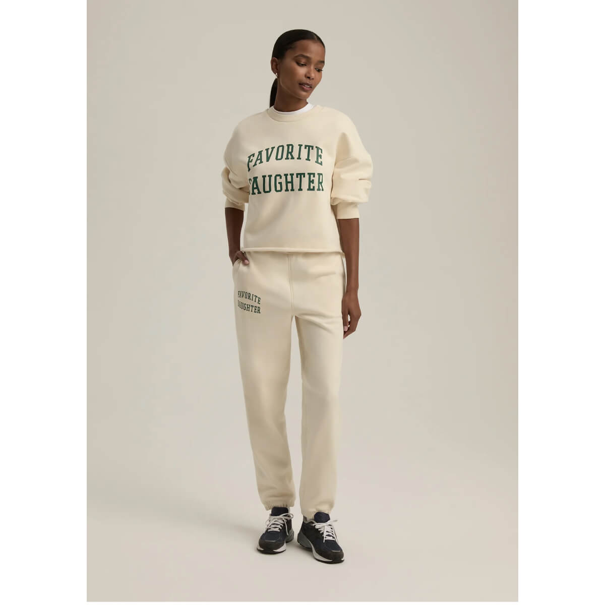 Favorite Daughter Cropped Collegiate Sweatshirt white front | MILK MONEY milkmoney.co | cute clothes for women. womens online clothing. trendy online clothing stores. womens casual clothing online. trendy clothes online. trendy women's clothing online. ladies online clothing stores. trendy women's clothing stores. cute female clothes.