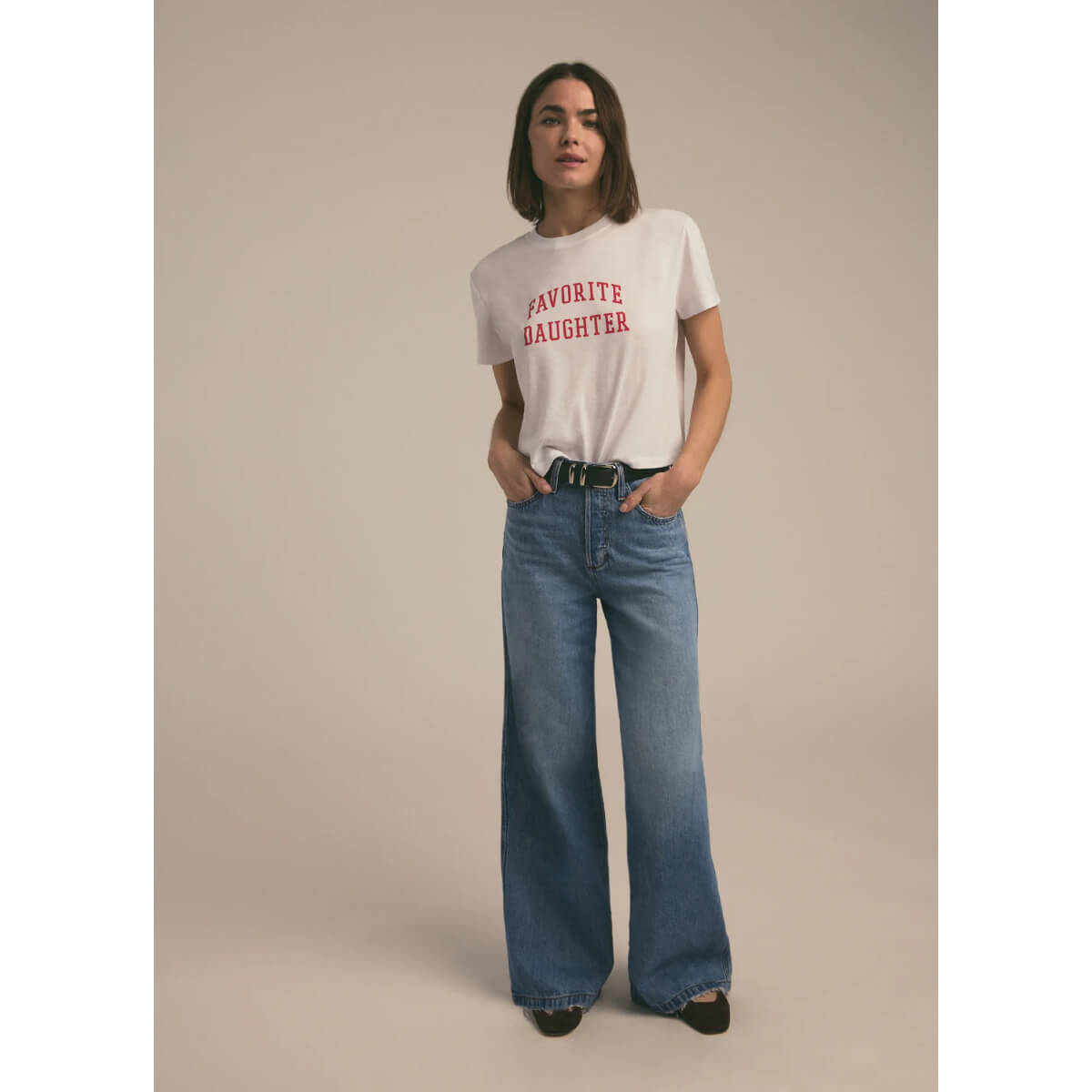 Favorite Daughter Cropped Collegiate Tee white front | MILK MONEY milkmoney.co | cute clothes for women. womens online clothing. trendy online clothing stores. womens casual clothing online. trendy clothes online. trendy women's clothing online. ladies online clothing stores. trendy women's clothing stores. cute female clothes.