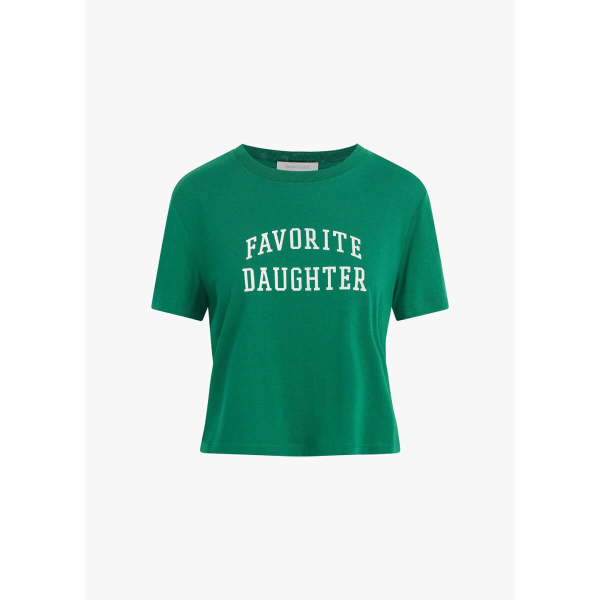 Favorite Daughter Cropped Collegiate Tee emerald front | MILK MONEY milkmoney.co | cute clothes for women. womens online clothing. trendy online clothing stores. womens casual clothing online. trendy clothes online. trendy women's clothing online. ladies online clothing stores. trendy women's clothing stores. cute female clothes.