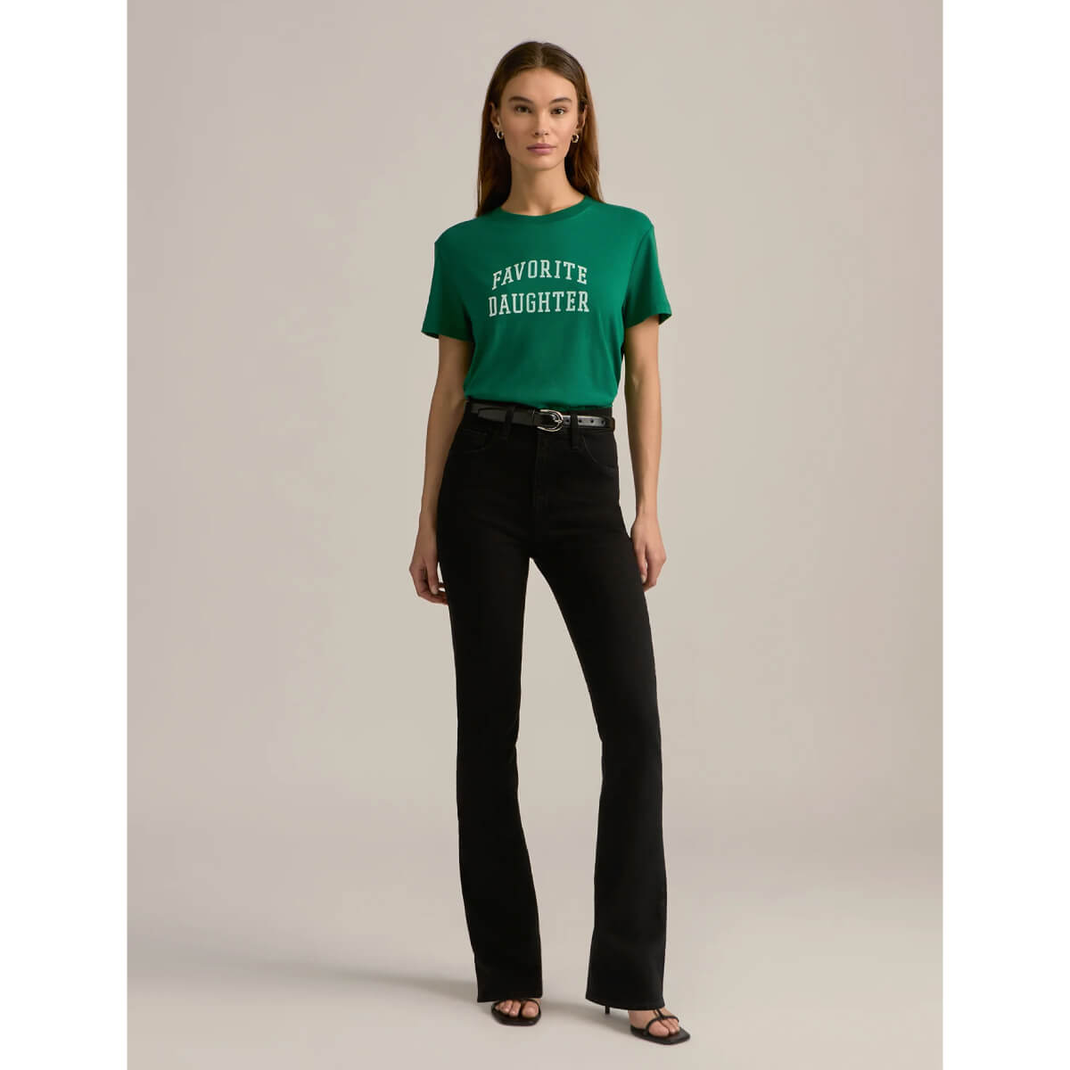 Favorite Daughter Cropped Collegiate Tee emerald front | MILK MONEY milkmoney.co | cute clothes for women. womens online clothing. trendy online clothing stores. womens casual clothing online. trendy clothes online. trendy women's clothing online. ladies online clothing stores. trendy women's clothing stores. cute female clothes.