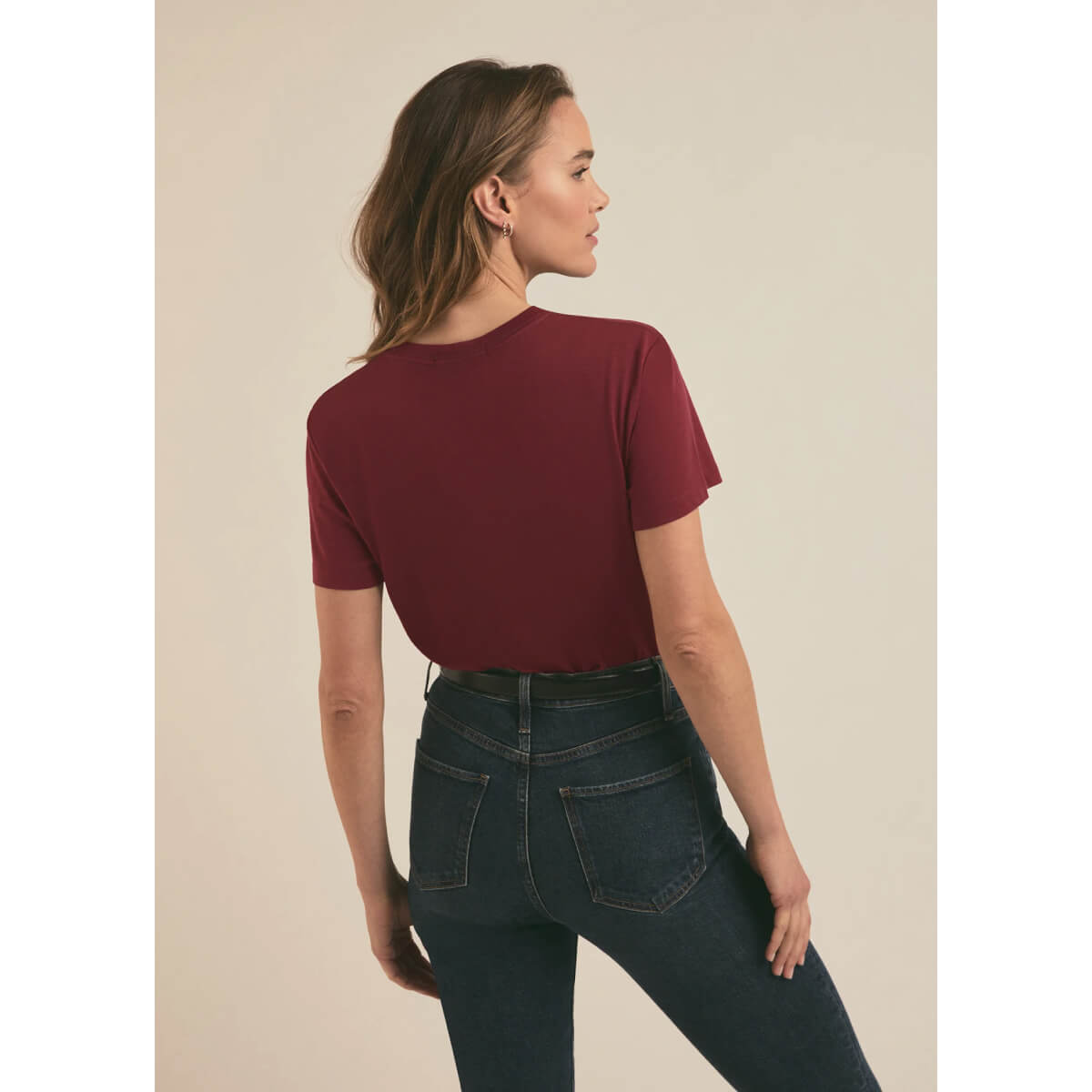 Favorite Daughter Cropped Collegiate Tee sangria back | MILK MONEY milkmoney.co | cute clothes for women. womens online clothing. trendy online clothing stores. womens casual clothing online. trendy clothes online. trendy women's clothing online. ladies online clothing stores. trendy women's clothing stores. cute female clothes.