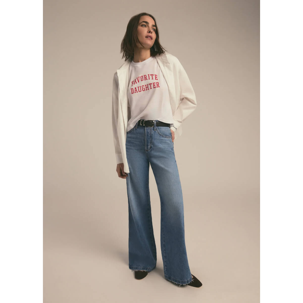 Favorite Daughter Cropped Collegiate Tee white front | MILK MONEY milkmoney.co | cute clothes for women. womens online clothing. trendy online clothing stores. womens casual clothing online. trendy clothes online. trendy women's clothing online. ladies online clothing stores. trendy women's clothing stores. cute female clothes.