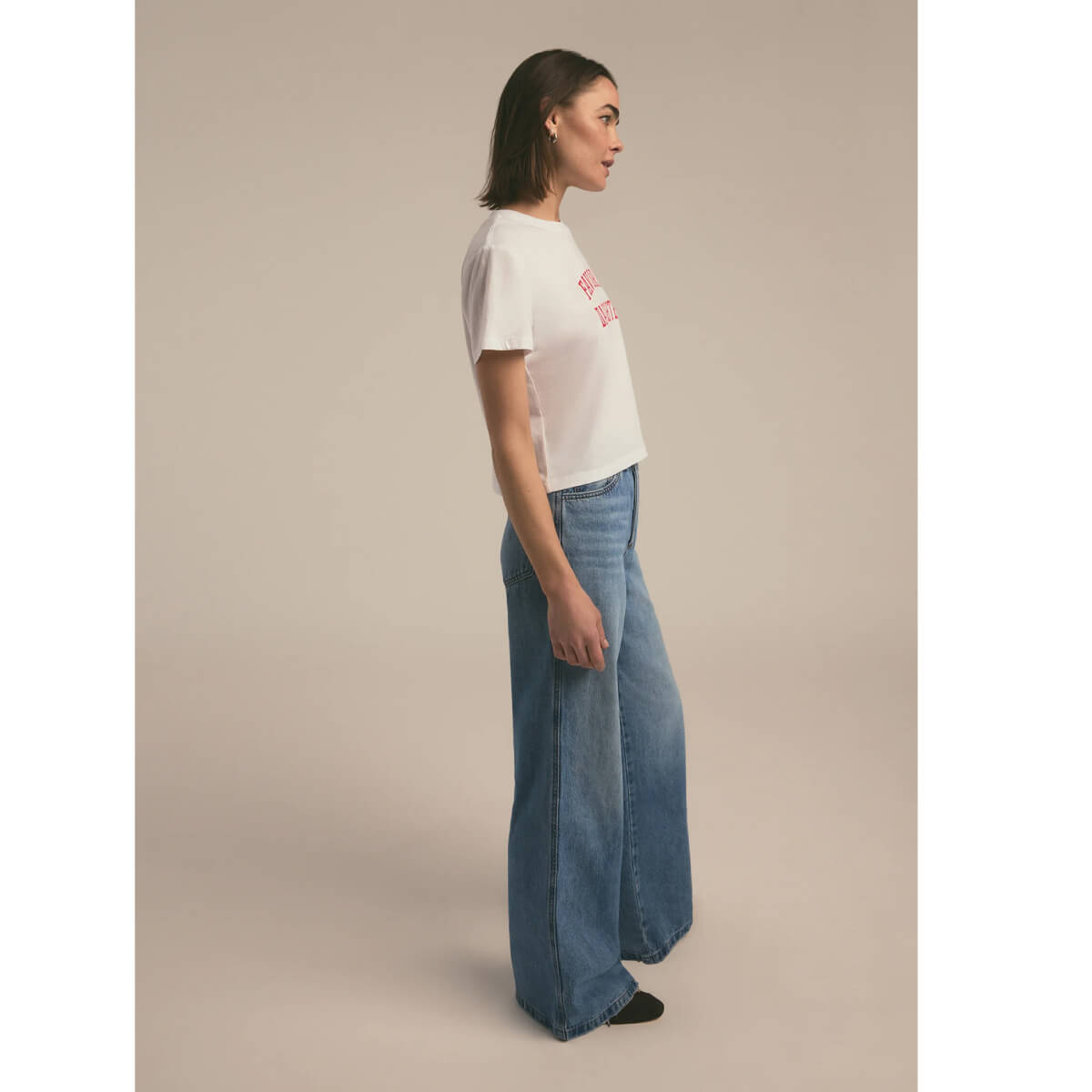 Favorite Daughter Cropped Collegiate Tee white side | MILK MONEY milkmoney.co | cute clothes for women. womens online clothing. trendy online clothing stores. womens casual clothing online. trendy clothes online. trendy women's clothing online. ladies online clothing stores. trendy women's clothing stores. cute female clothes.