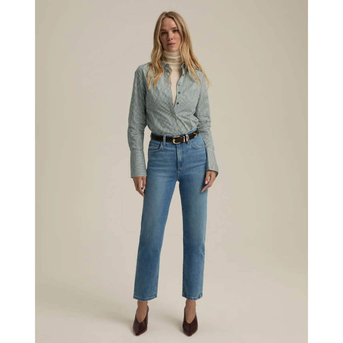 Favorite Daughter Valentina Super High Rise Straight Jean front blue | MILK MONEY milkmoney.co | cute clothes for women. womens online clothing. trendy online clothing stores. womens casual clothing online. trendy clothes online. trendy women's clothing online. ladies online clothing stores. trendy women's clothing stores. cute female clothes.