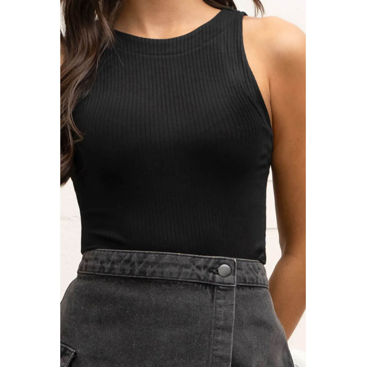 Fitted Ribbed Knit Tank Top black front | MILK MONEY milkmoney.co | cute tops for women. trendy tops for women. cute blouses for women. stylish tops for women. pretty womens tops.