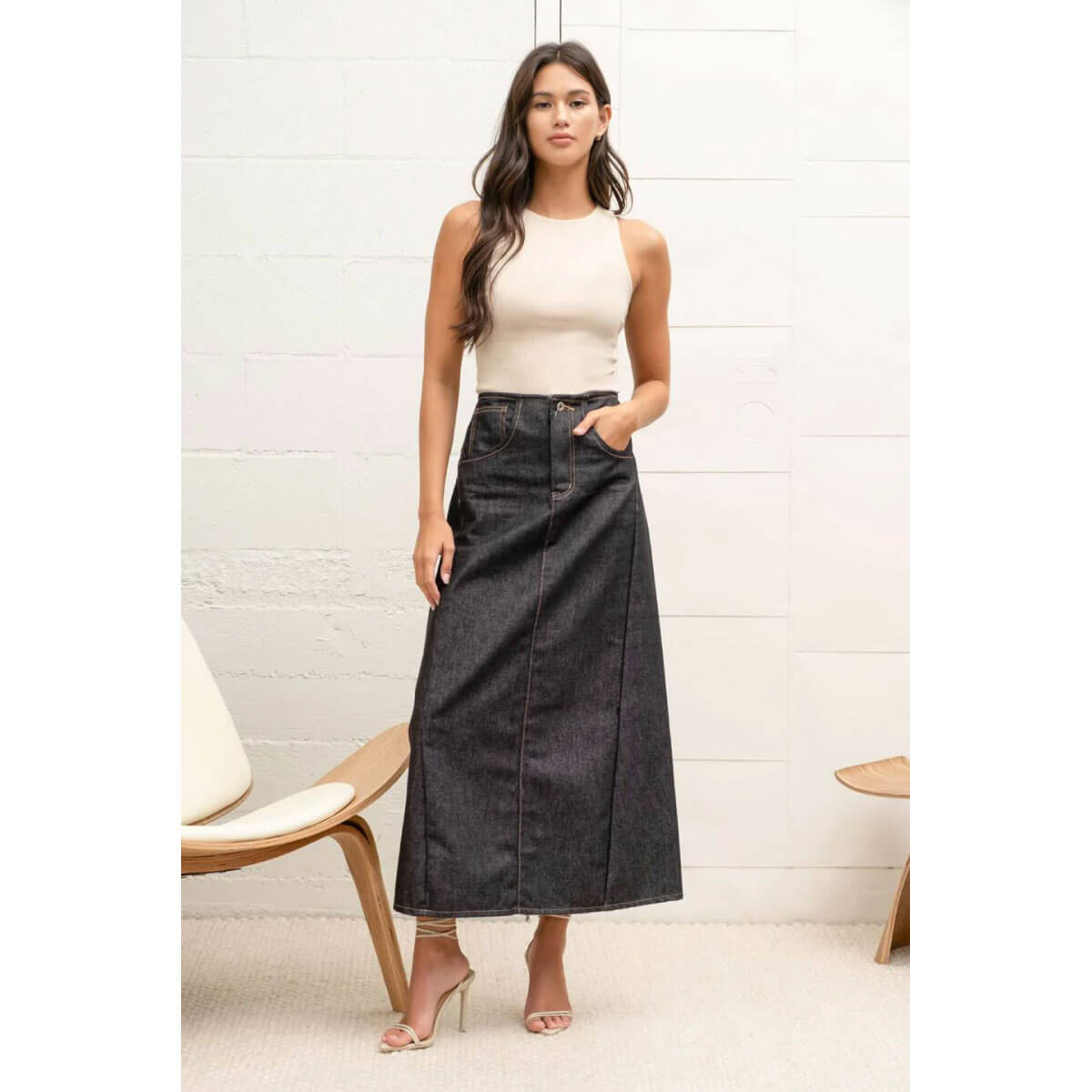 Fitted Ribbed Knit Tank Top khaki front | MILK MONEY milkmoney.co | cute tops for women. trendy tops for women. cute blouses for women. stylish tops for women. pretty womens tops.