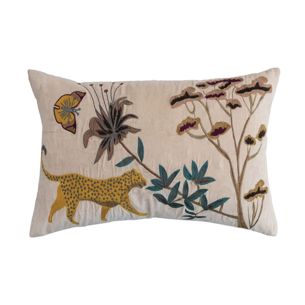 Flora & Fauna Embroidered Velvet Lumbar Pillow front | MILK MONEY milkmoney.co | Home decor online, Modern home decor, Luxury home furnishings, Best home decor, Home accessories for sale, Living room furniture sets, Kitchen decor ideas, Wall art for home, Bathroom accessories, Vintage home decor, Minimalist home decor