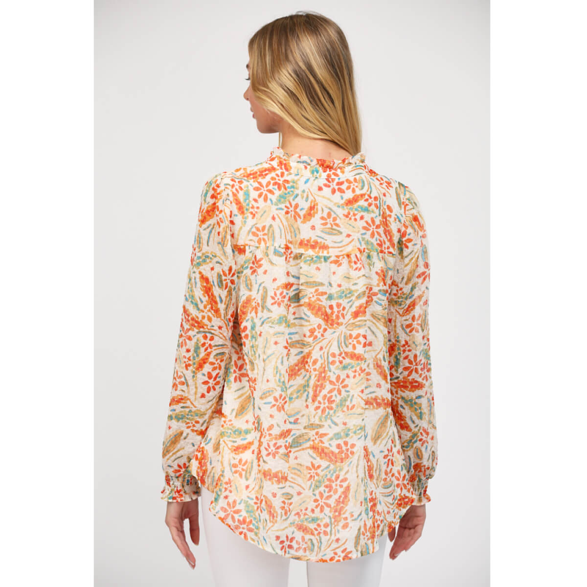 Floral Frill Neck Blouse