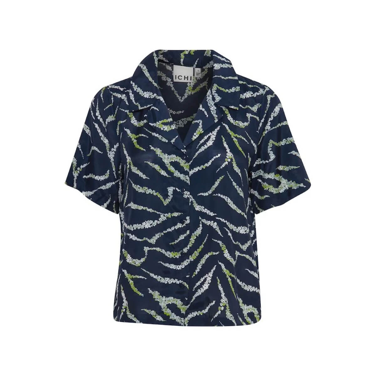 Floral Striped Button Up Camp Shirt blue front | MILK MONEY milkmoney.co | cute clothes for women. womens online clothing. trendy online clothing stores. womens casual clothing online. trendy clothes online. trendy women's clothing online. ladies online clothing stores. trendy women's clothing stores. cute female clothes.