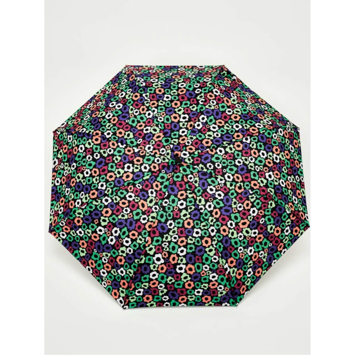 Flower Maze Compact Duckhead Umbrella front black | MILK MONEY milkmoney.co | white elephant gift ideas, gift, mother's day gift ideas, white elephant gift, gift shops near me, cute umbrella