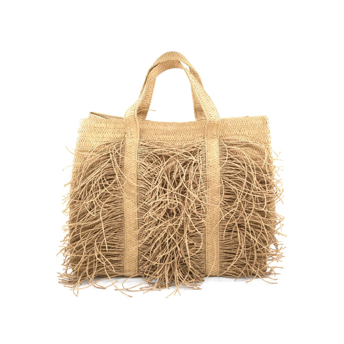 Fringe Straw Tote Bag brown front | MILK MONEY milkmoney.co | women's accessories. cute accessories. trendy accessories. cute accessories for girls. ladies accessories. women's fashion accessories.