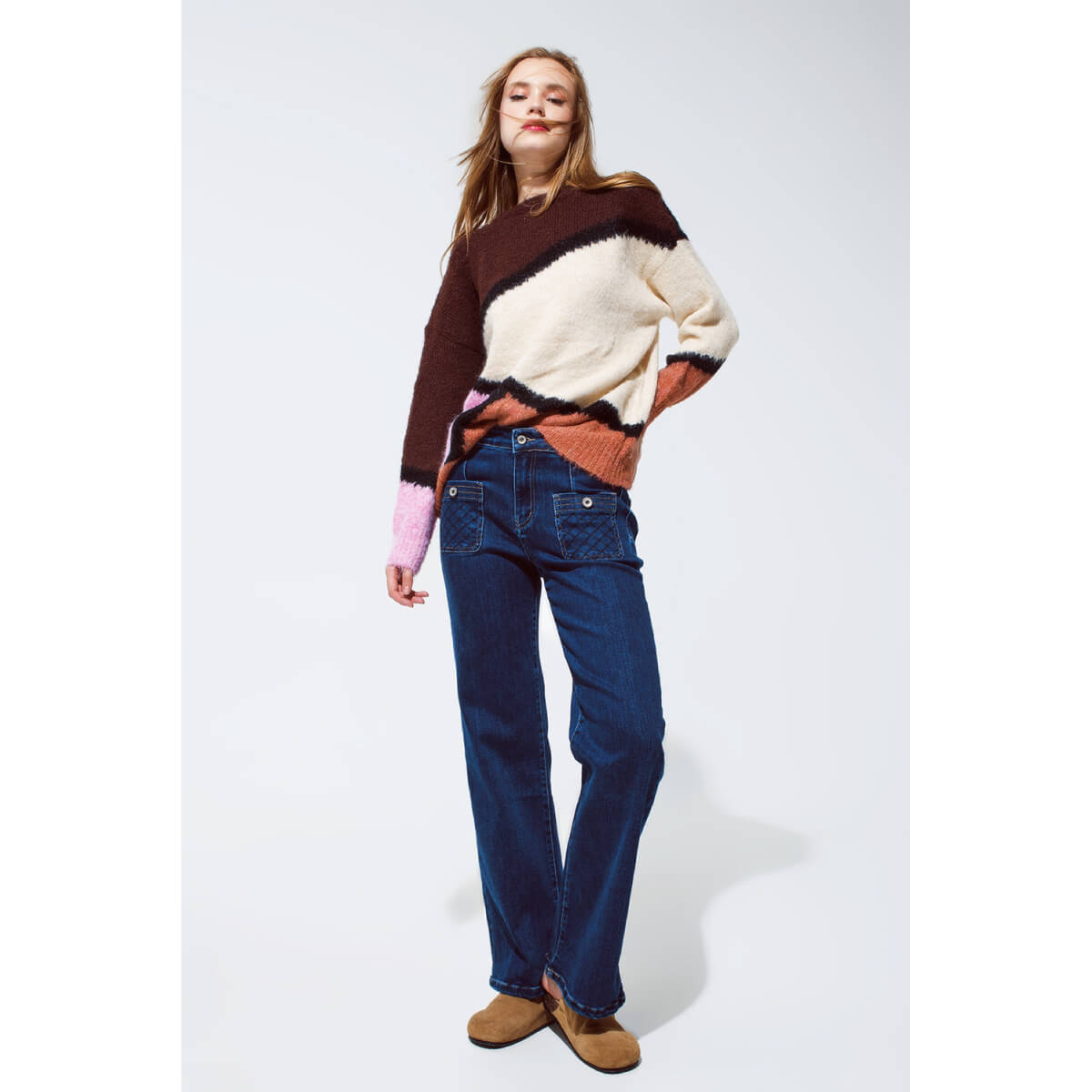 Front Pocket Dark Wash Denim Jeans blue front | MILK MONEY milkmoney.co | cute pants for women. cute trendy pants.