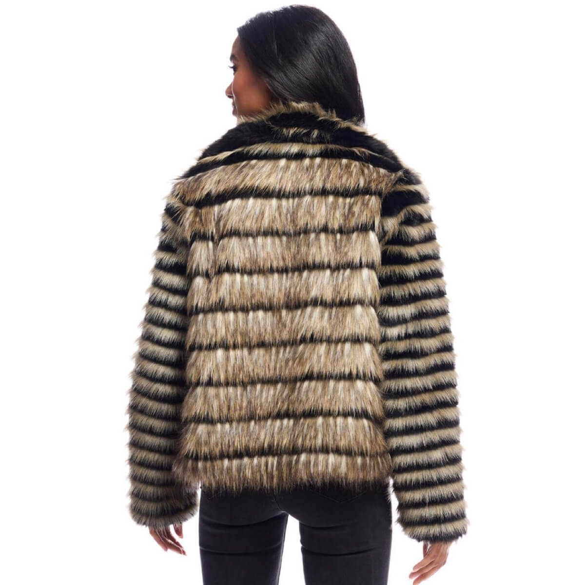 Front Row Faux Fur Fox Jacket green back | MILK MONEY milkmoney.co | cute jackets for women. cute coats. cool jackets for women. stylish jackets for women. trendy jackets for women. trendy womens coats.