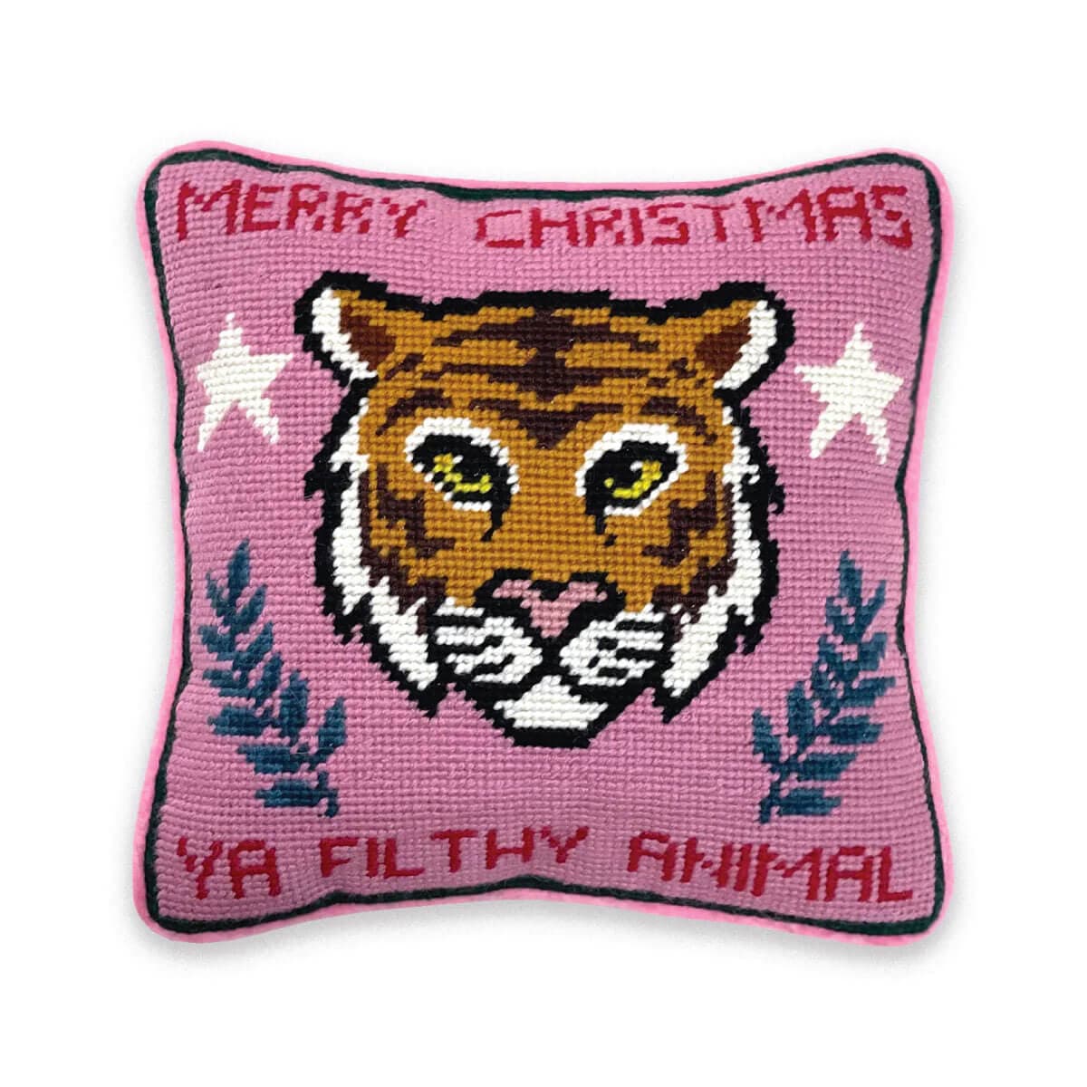 Furbish Studio Filthy Animal Needlepoint Pillow front | MILK MONEY milkmoney.co | women's accessories. cute accessories. trendy accessories. cute accessories for girls. ladies accessories. women's fashion accessories.