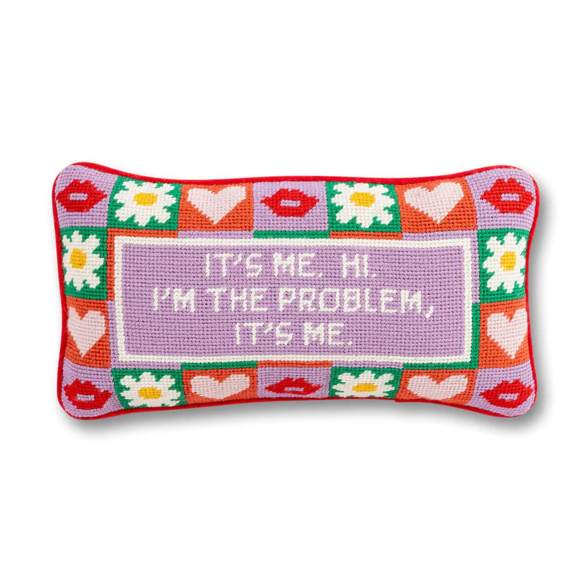 Furbish Studio It's Me Needlepoint Pillow front | MILK MONEY milkmoney.co | women's accessories. cute accessories. trendy accessories. cute accessories for girls. ladies accessories. women's fashion accessories.