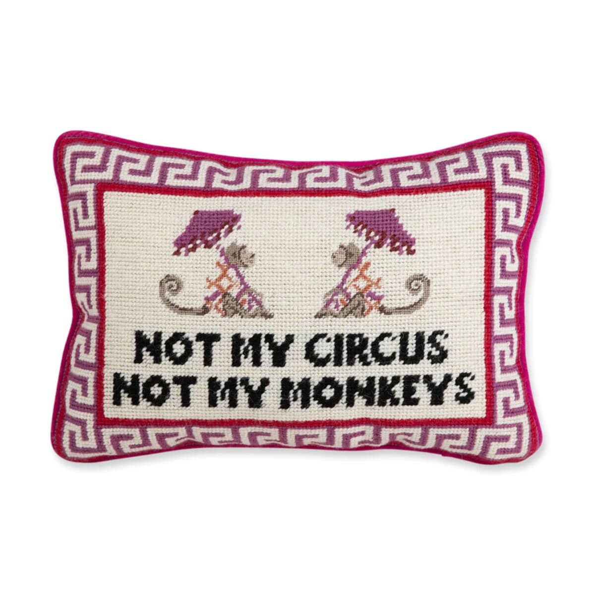 Furbish Studio Not My Circus Needlepoint Pillow front | MILK MONEY milkmoney.co | women's accessories. cute accessories. trendy accessories. cute accessories for girls. ladies accessories. women's fashion accessories.
