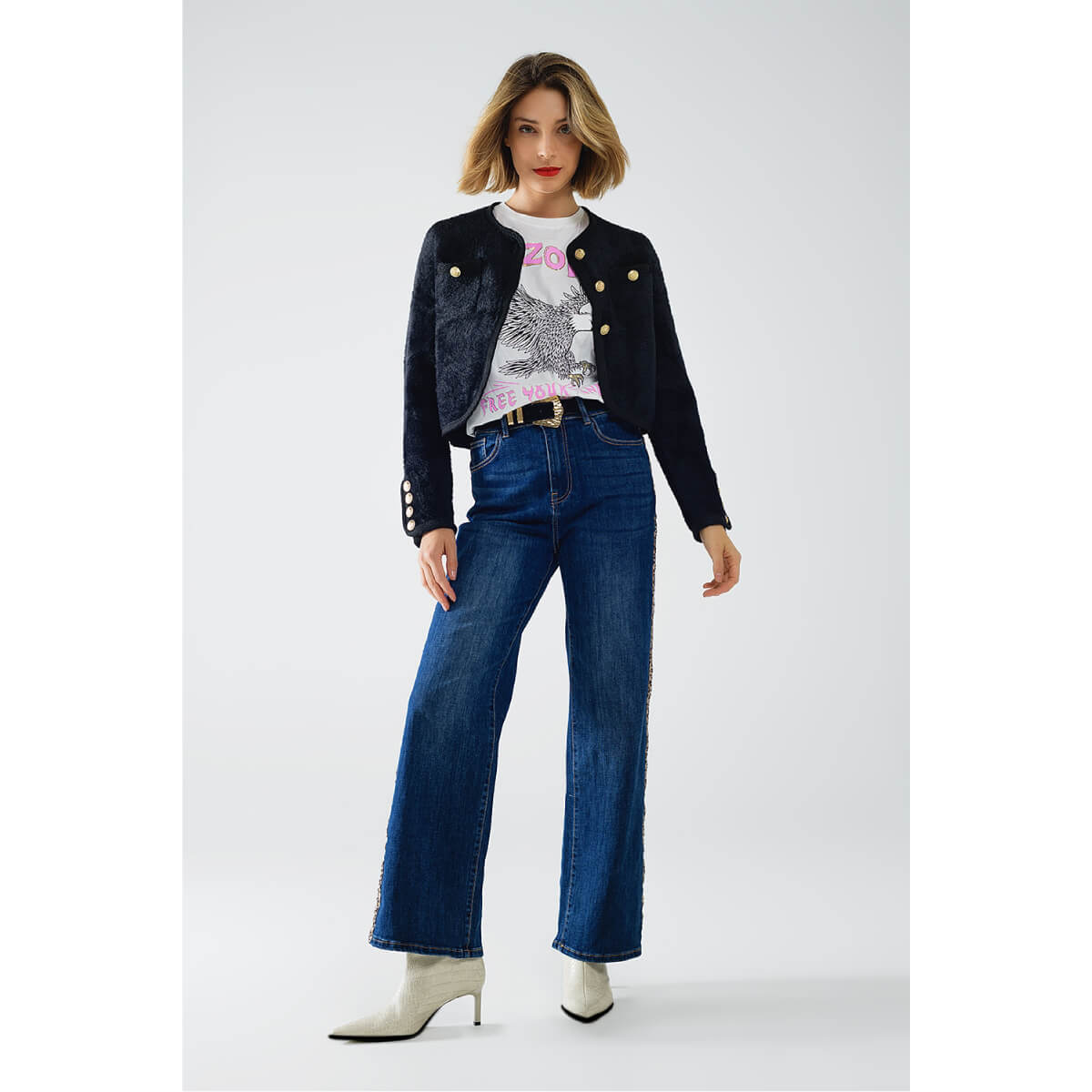 Fuzzy Knit Button Up Lady Coat Cardigan