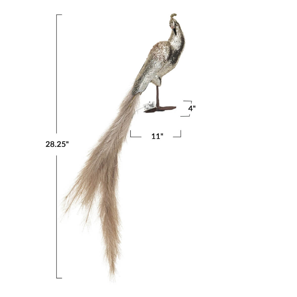 Glitter Feather Peacock with LED Lights