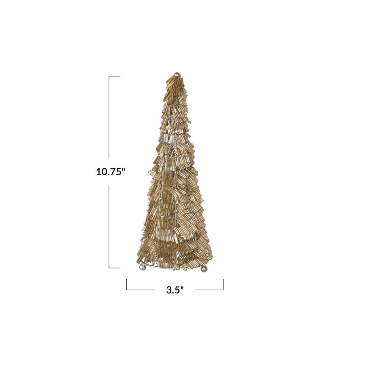 Gold Wire & Glass Bead Christmas Tree