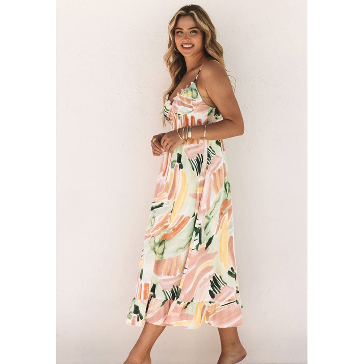 Graffiti Print Sleeveless Maxi Dress