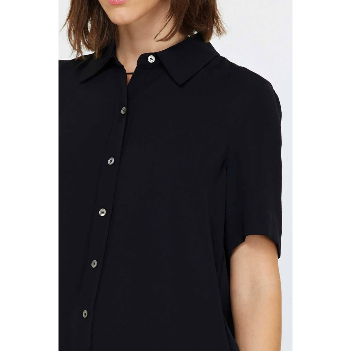 Half Sleeve Button Down Shirt black front | MILK MONEY milkmoney.co | cute tops for women. trendy tops for women. cute blouses for women. stylish tops for women. pretty womens tops.