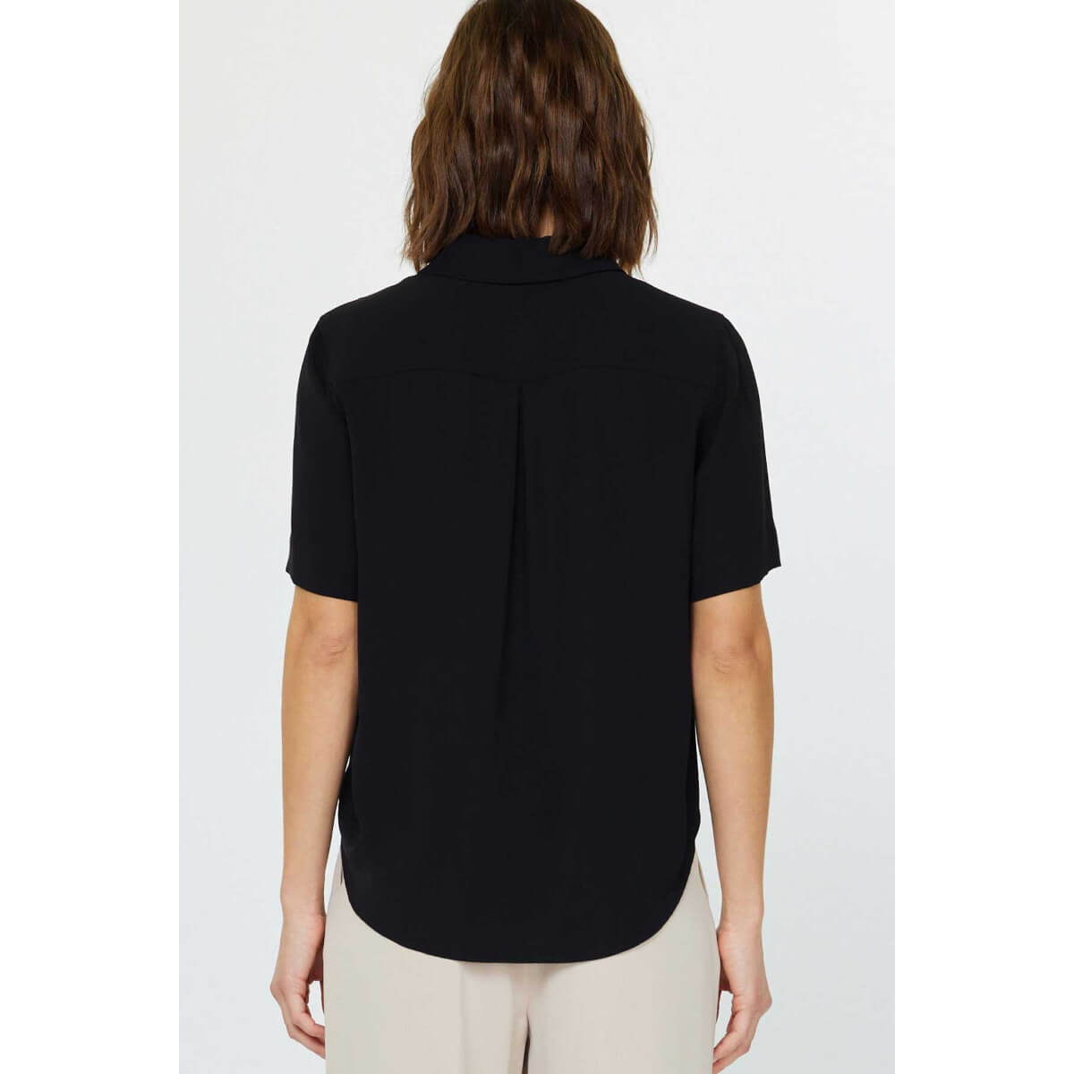 Half Sleeve Button Down Shirt black back | MILK MONEY milkmoney.co | cute tops for women. trendy tops for women. cute blouses for women. stylish tops for women. pretty womens tops.