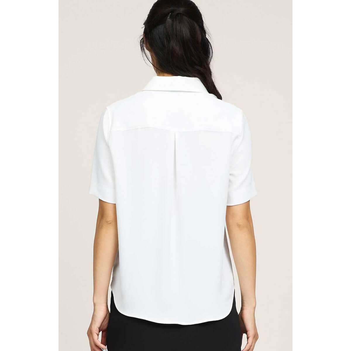 Half Sleeve Button Down Shirt white back | MILK MONEY milkmoney.co | cute tops for women. trendy tops for women. cute blouses for women. stylish tops for women. pretty womens tops.