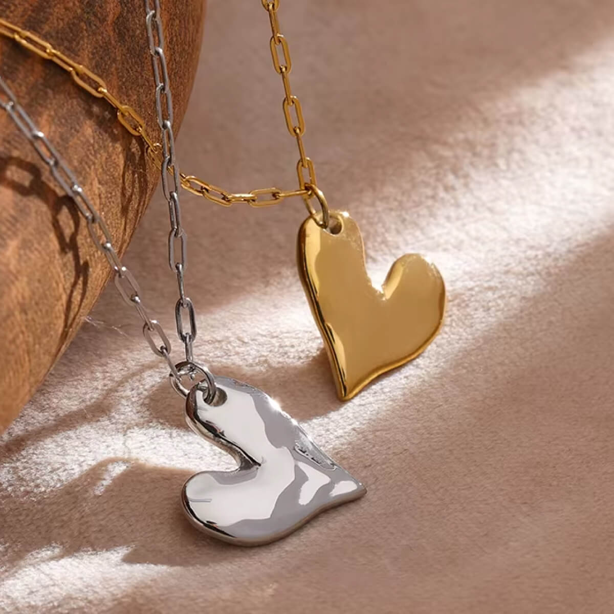 Hammered Heart Charm Necklace